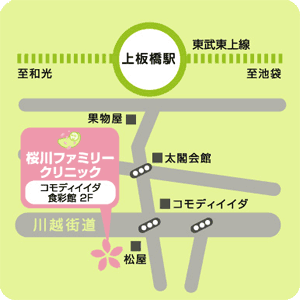 地図：最寄り駅　東武東上線　上板橋　駅